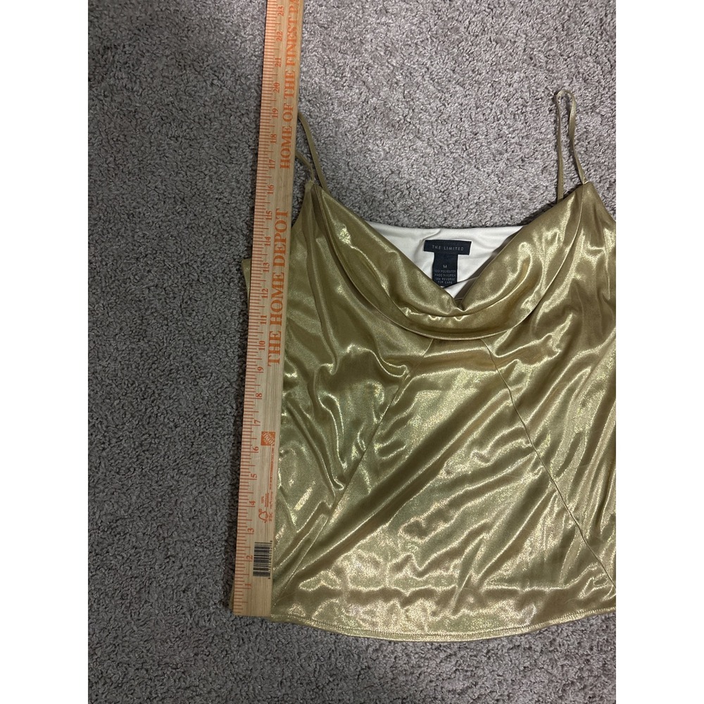 Y2K The Limited Gold Metallic Cowl Neck Camisole Shimmer Blouse Medium - Picture 5 of 7